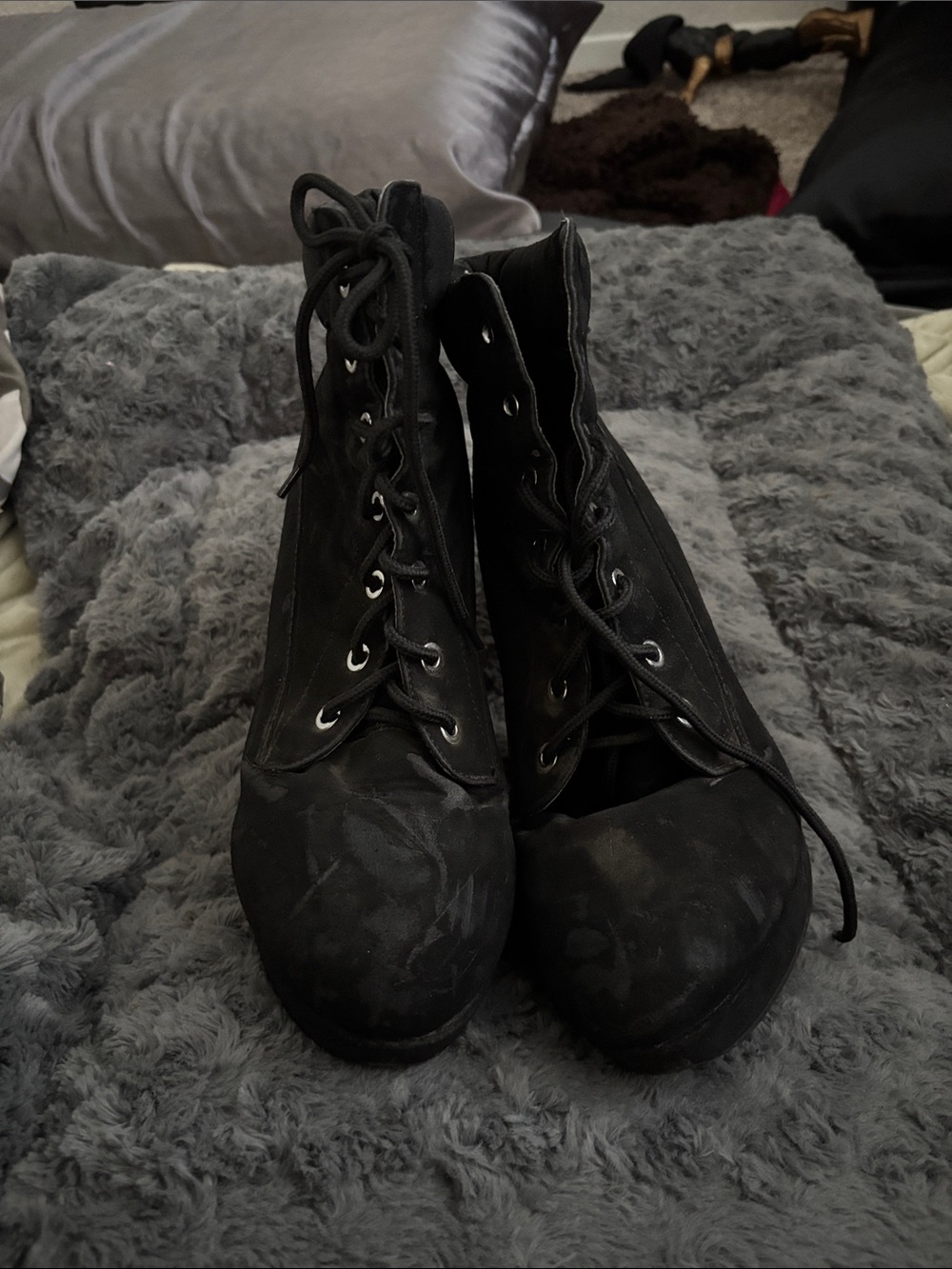 Black Lace-Up Women's Ankle Boots